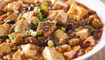 ma po tofu; stir-fried beancurd in chili sauce