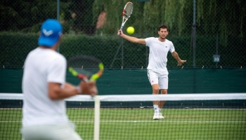 playing tennis